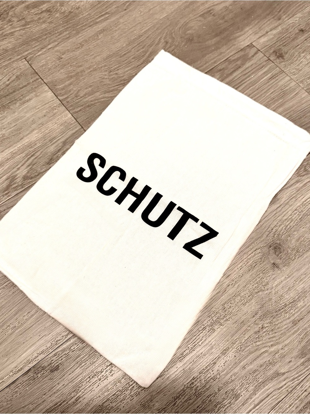 SCHUTZ Soft White Drawstring Dust Bag 15x10.25 inches